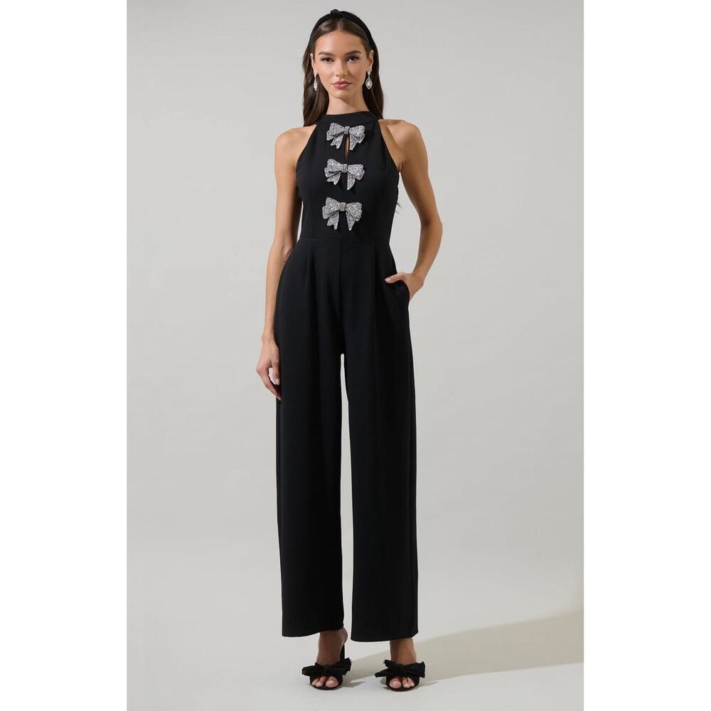 Sugarlips Black Jumpsuit with Bows NWT